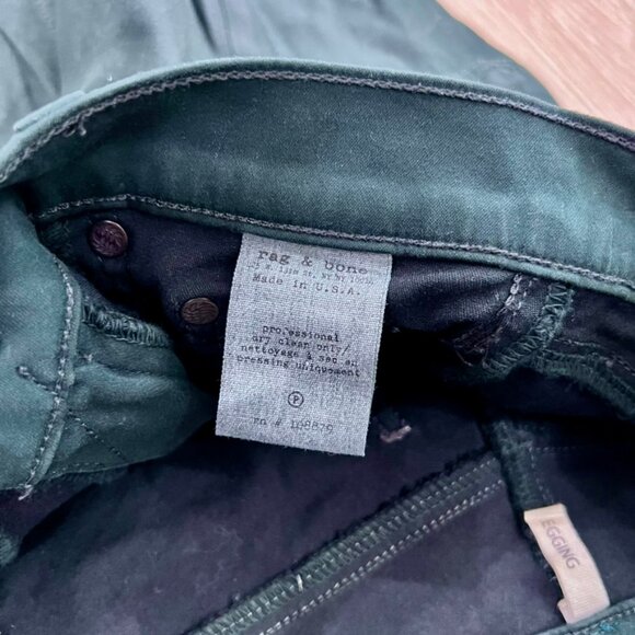 Rag & Bone Dark Green Wax Coated Cotton Jegging Denim Legging Jeans Pants - Picture 9 of 10